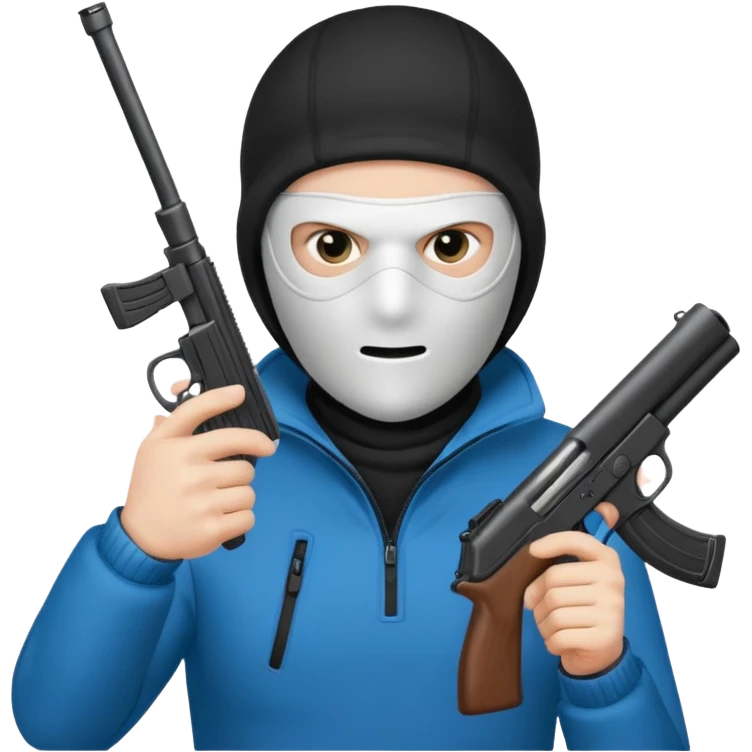 ski mask pointing a gun emoji