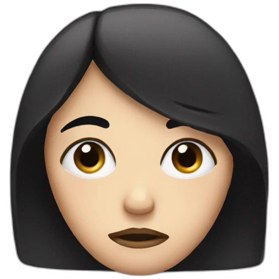 sad face with black hair covering one eye emoji