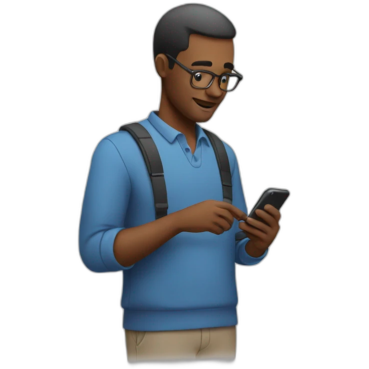 man texting emoji