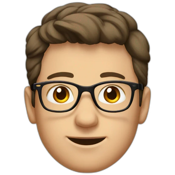 german guy with short brown hair up wearing glasses and dark t-shirt with flowers print emoji
