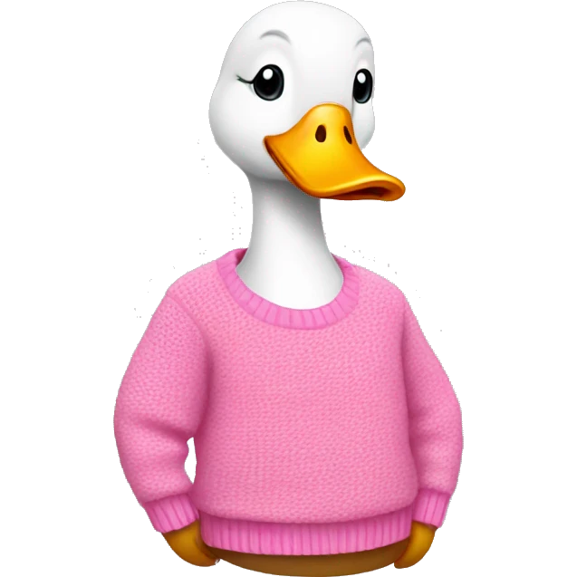 A duck wearing a pink sweater emoji