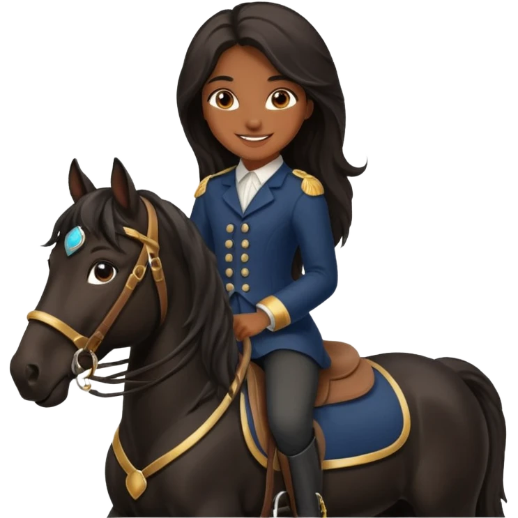 Brown girl on black shire horse  emoji