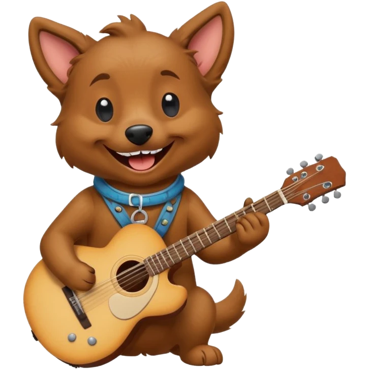 happy dog playing guitar emoji