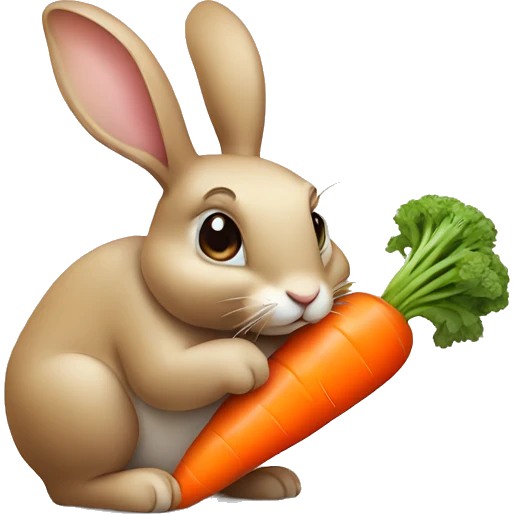 Rabbit eating a carrot emoji