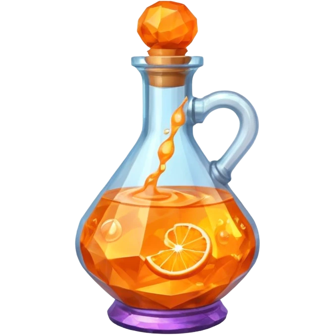 Orange Magic Fantasy Potion, Glass Low Poly emoji