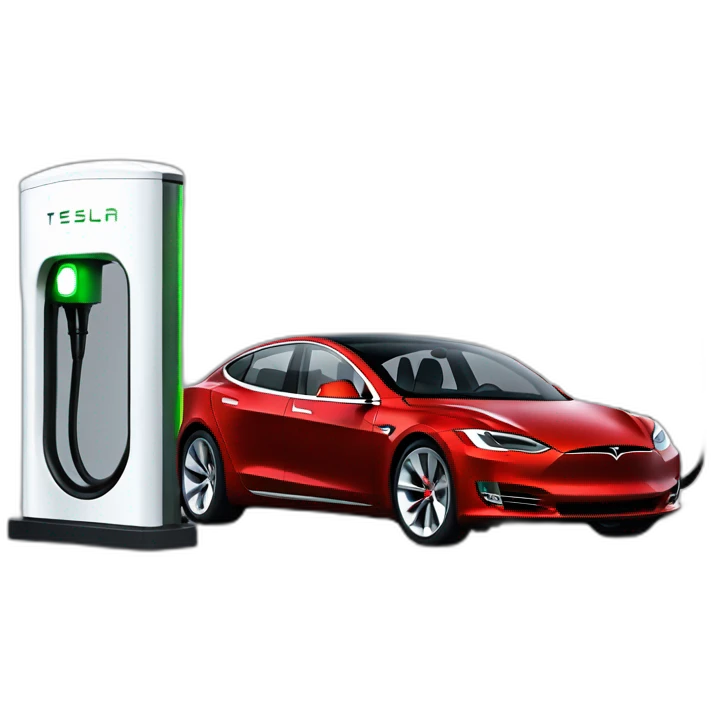 A man with blond hair and a blond Beard is changing a Tesla at a supercharger emoji