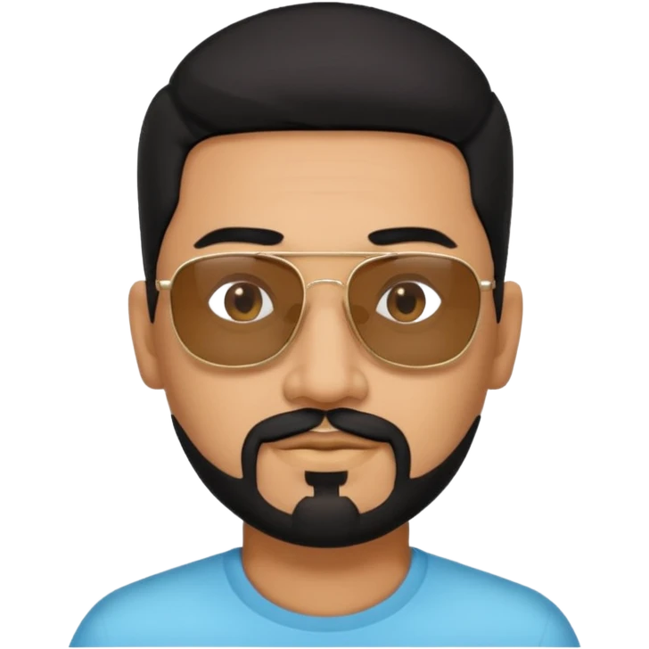 Indian man with  black hair and Goatee and sunglasses emoji