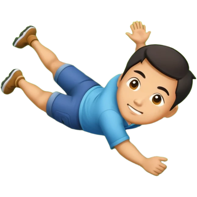 chinese man rolling down hill emoji
