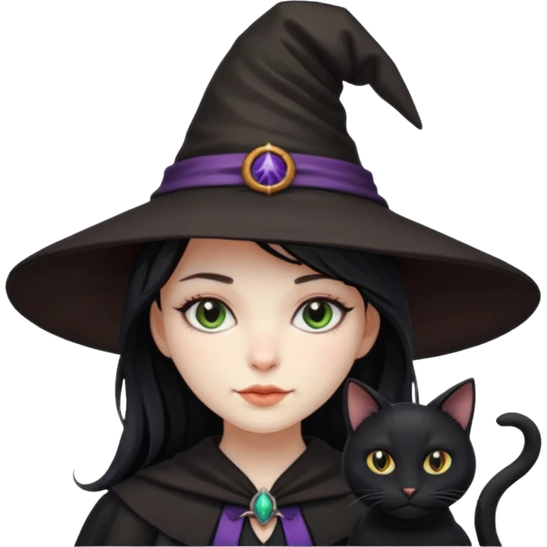 Make emoji of girl witch black cat emoji