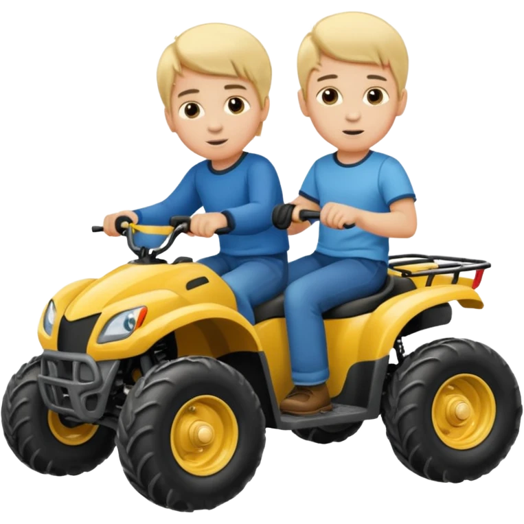 Please make 2 separate young boys both blonde riding separate four wheelers emoji