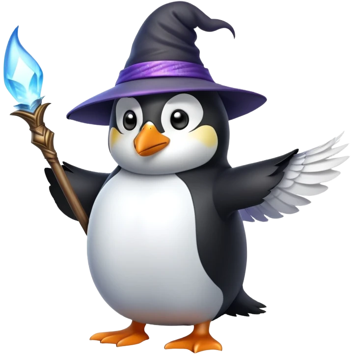 penguin wizard casting a spell emoji