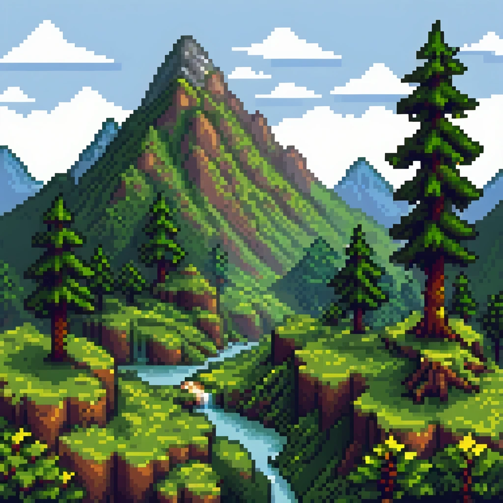 Minecraft landscape with mountains and trees emoji