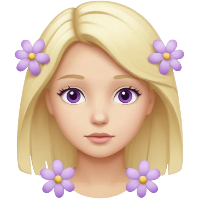 pastel lilac flowers worn in blonde hair emoji