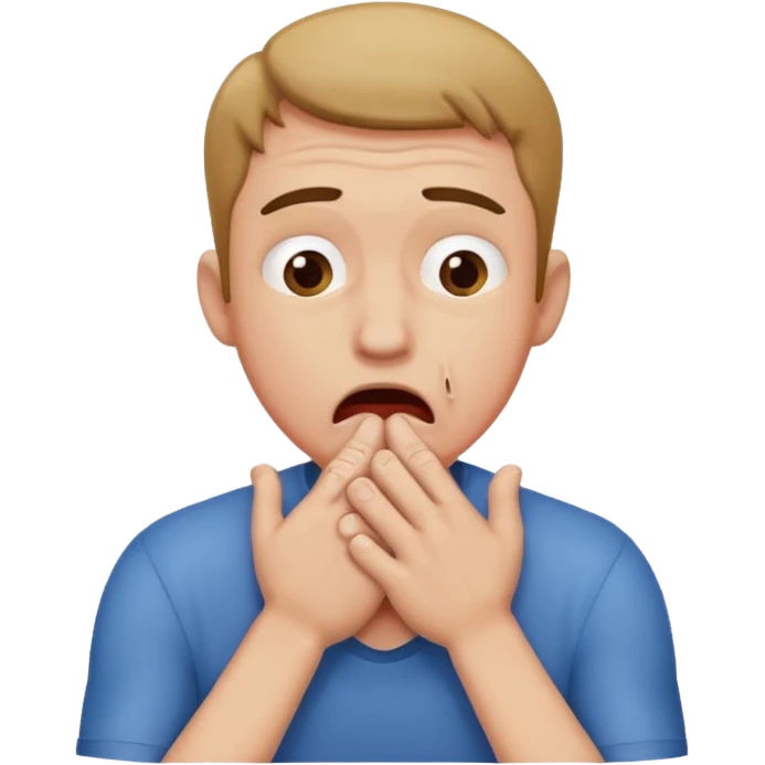 Guy choking himself with his hands emoji