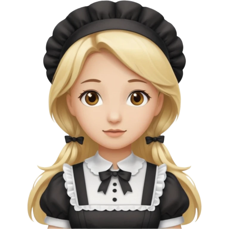 Long blonde hair girl maid with brown eyes emoji