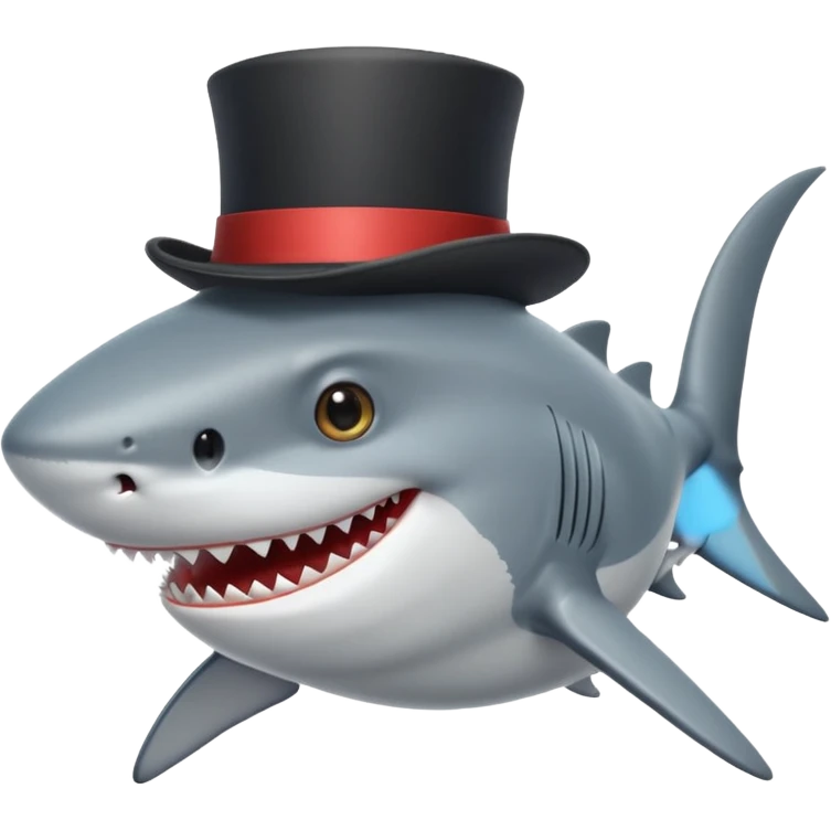 Shark with a top hat emoji