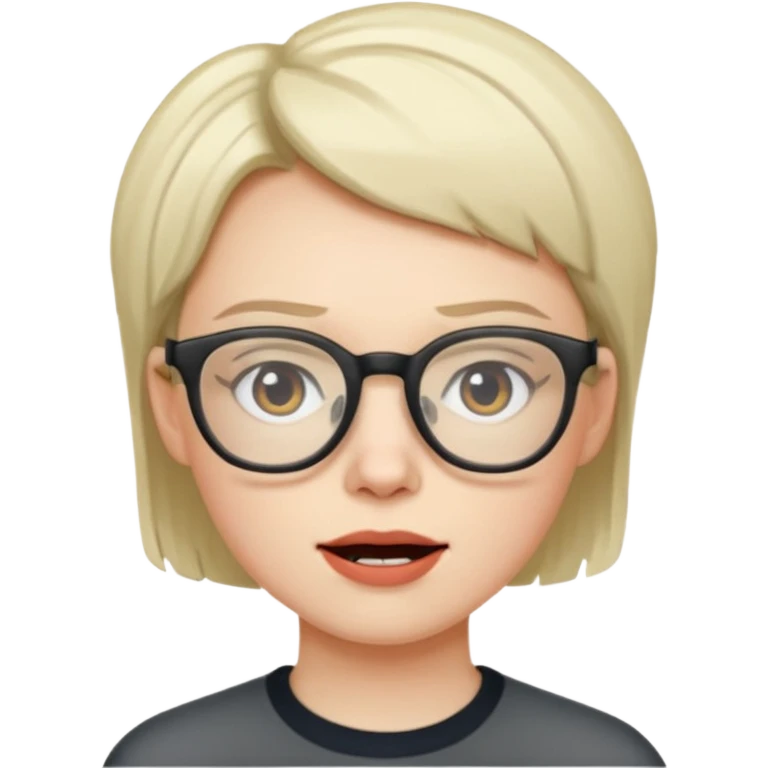 Mute Face but with a wide jaw and wearing glasses emoji