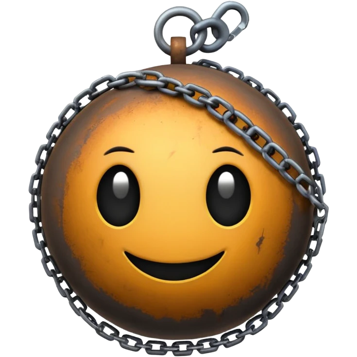 iPhone text message emoji size ball, and chain with spikes emoji