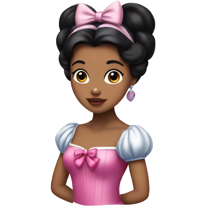 princess Snow White, black hair, with a big pink bow on head emoji