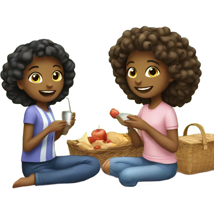 Girls enjoying picnic outdoors emoji