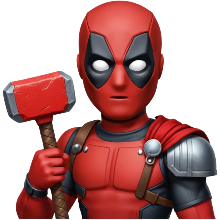 Deadpool holding thors hammer emoji