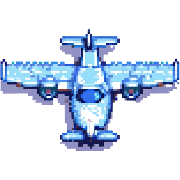 Make the airplane blue and white with no background, keep the original Pixel Art style. emoji