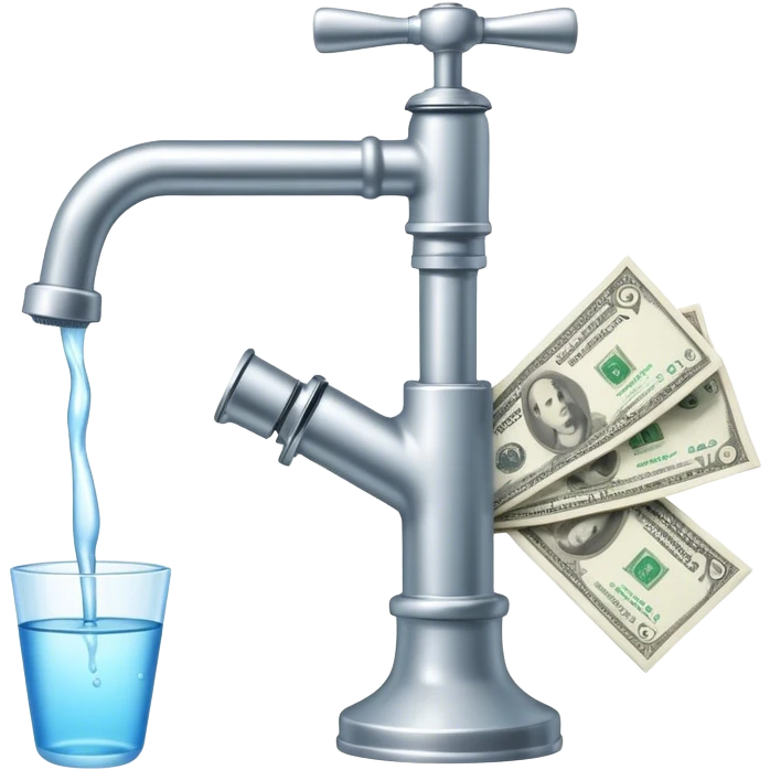 the water faucet next to the money emoji