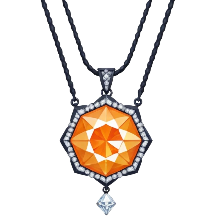 Fantasy Magic Orange Necklace Diamonds Low Poly emoji