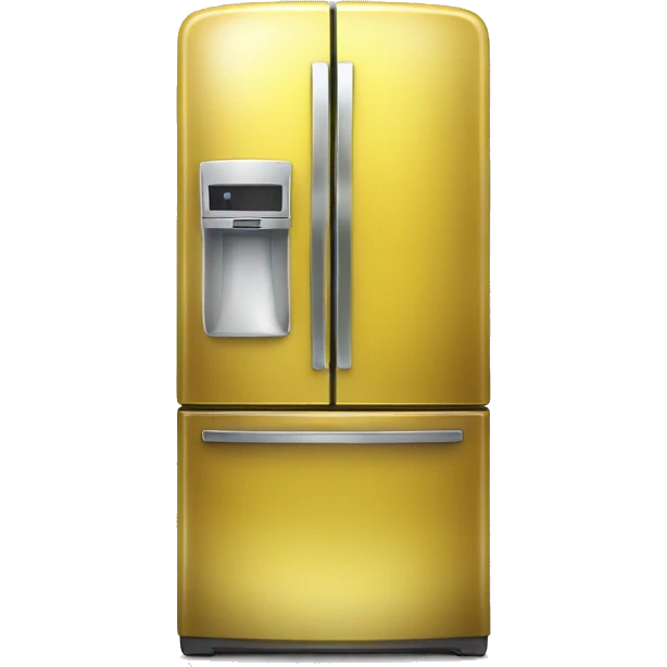 Realistic metallic yellow fridge isolated.  emoji