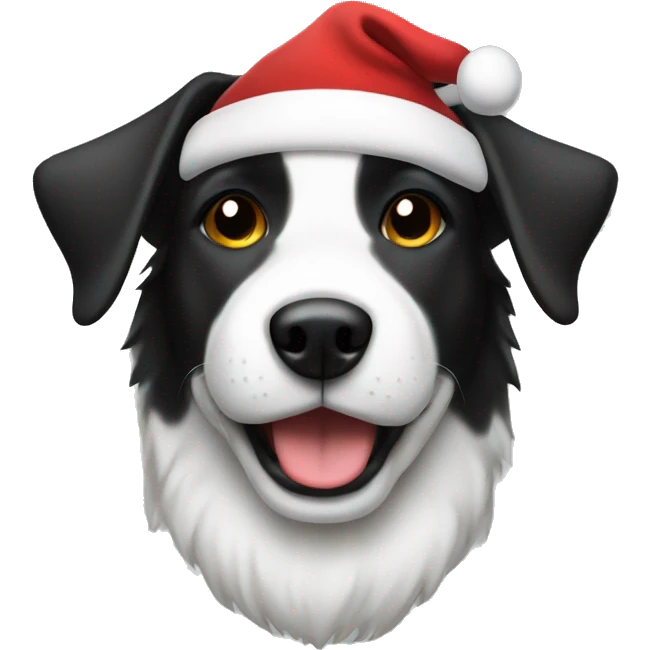 white and black dog as santa emoji