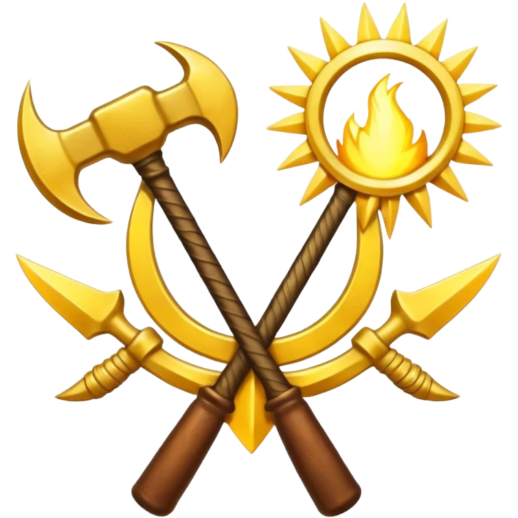 The Sickle and the Hammer are crossed, and behind them are the rays of the sun emoji