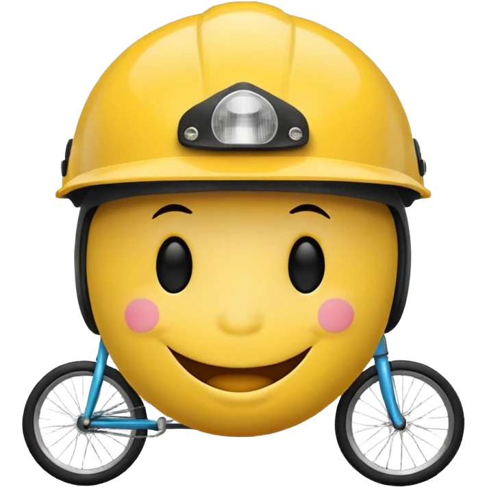 yellow smiley face in a bicycle helmet emoji