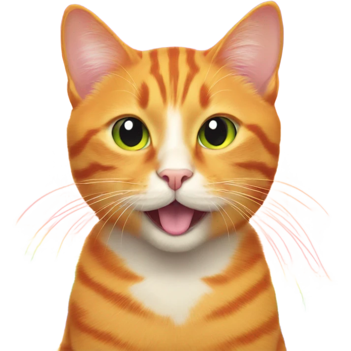 Orange cat on rainbow emoji