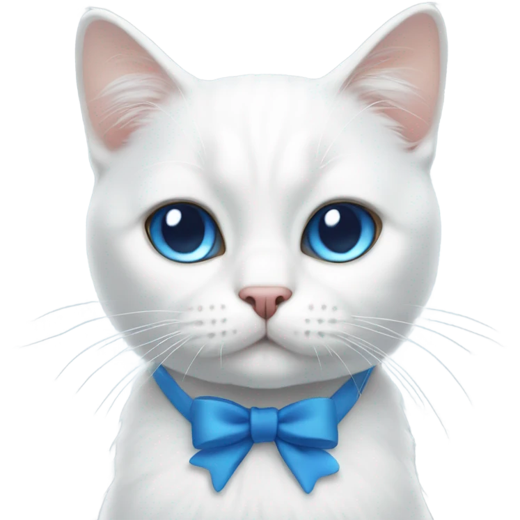 white cat blue bow emoji