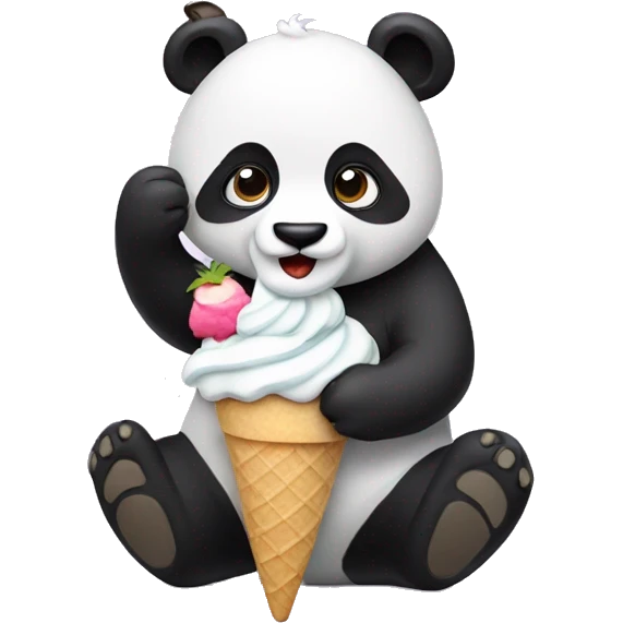 Panda eating ice cream emoji