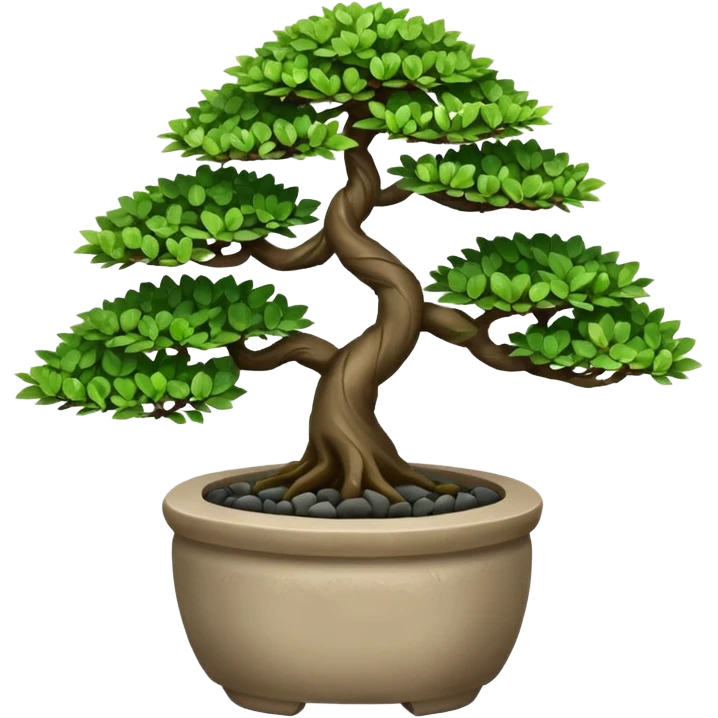 Bonsai Tree – Miniature tree in small pot, trimmed carefully, stone pot emoji