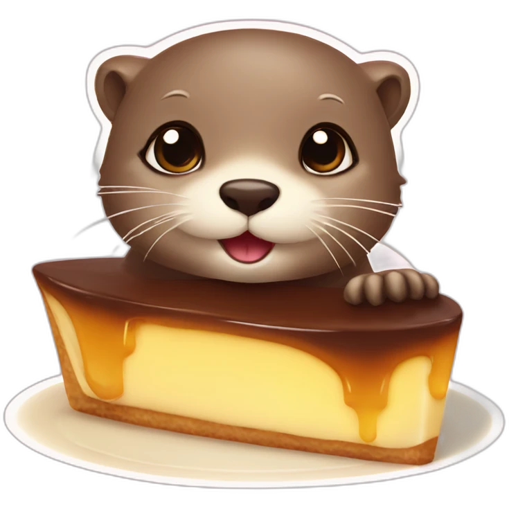 cute otter in a flan emoji