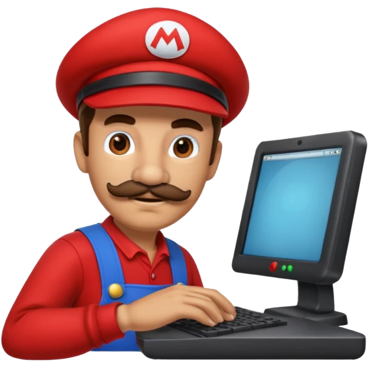 Computer and mario emoji