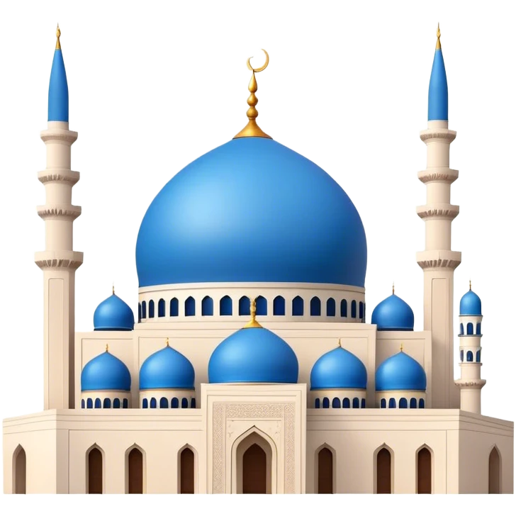 Cinematic Realistic Mohammad Al-Amin Mosque Landmark Emoji, showcasing its striking blue dome, towering minarets, and detailed Arabic calligraphy. emoji