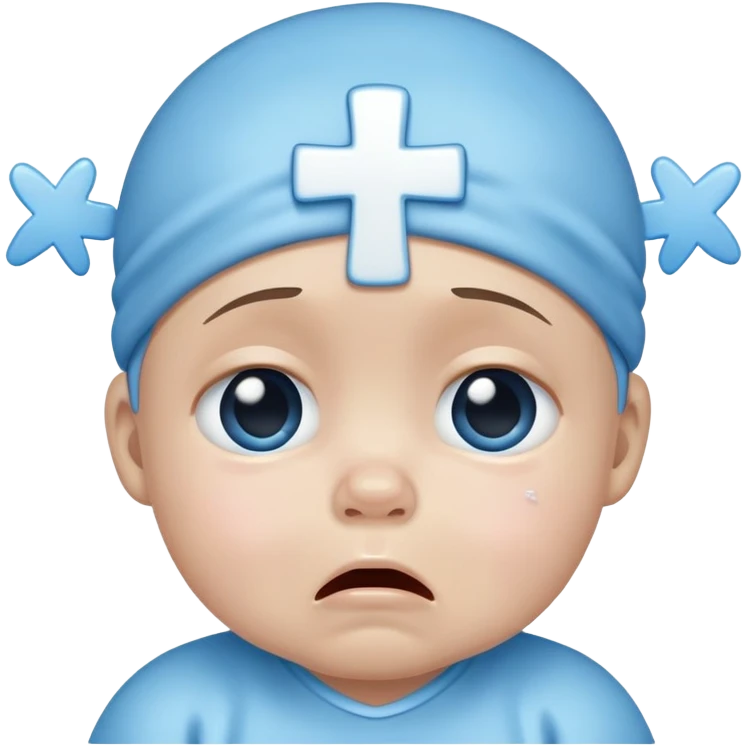 The blue baby is crying with crosses instead of eyes emoji