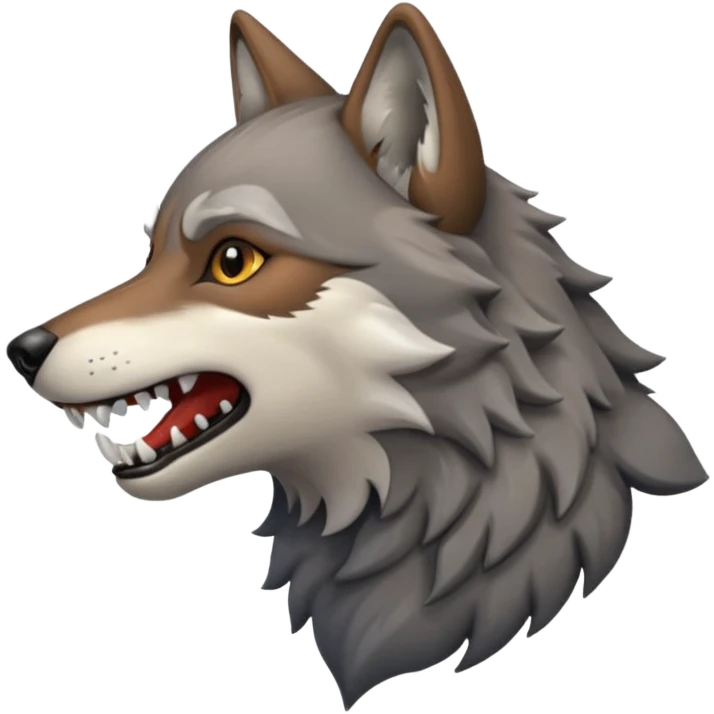 Wolf with teeth and a side profile of it emoji