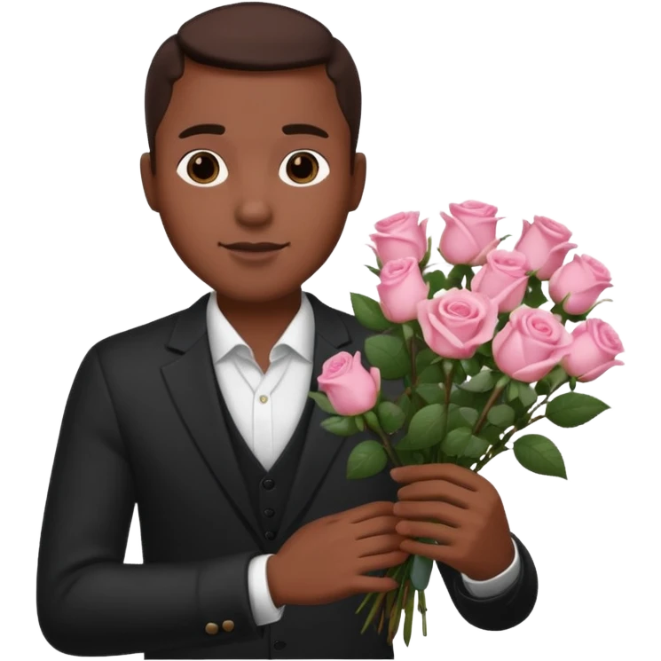 Black Male hand give a bogue of flowers emoji