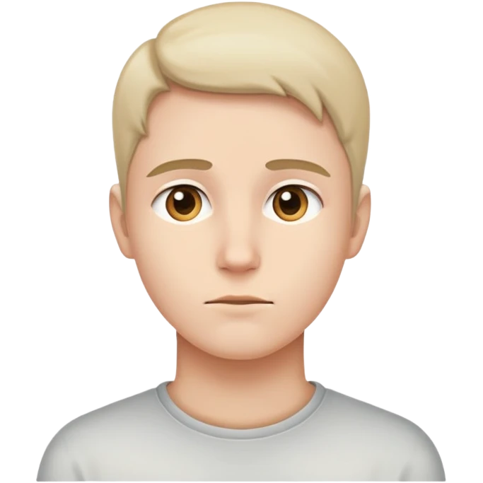 A minimal face with eyes looking away to the side, neutral expression, emotionally reserved, invisible barrier, slight distance emoji