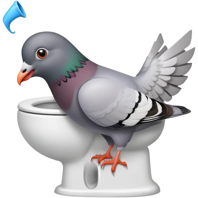A pegion that is pooping in a toilet while screaming emoji