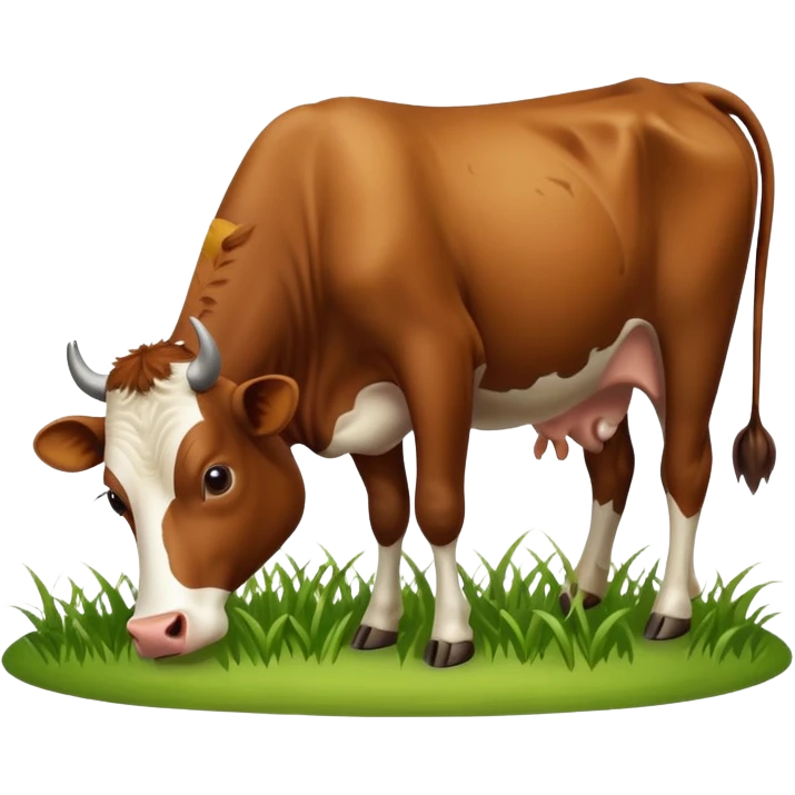 cow in the process of eating grass emoji