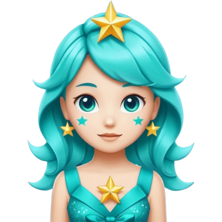 star sparkle sprite guardian of sparkle theater star-shaped head and a turquoise dress and ribbon emoji
