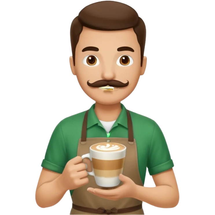 Barista + green apron + latte cup emoji