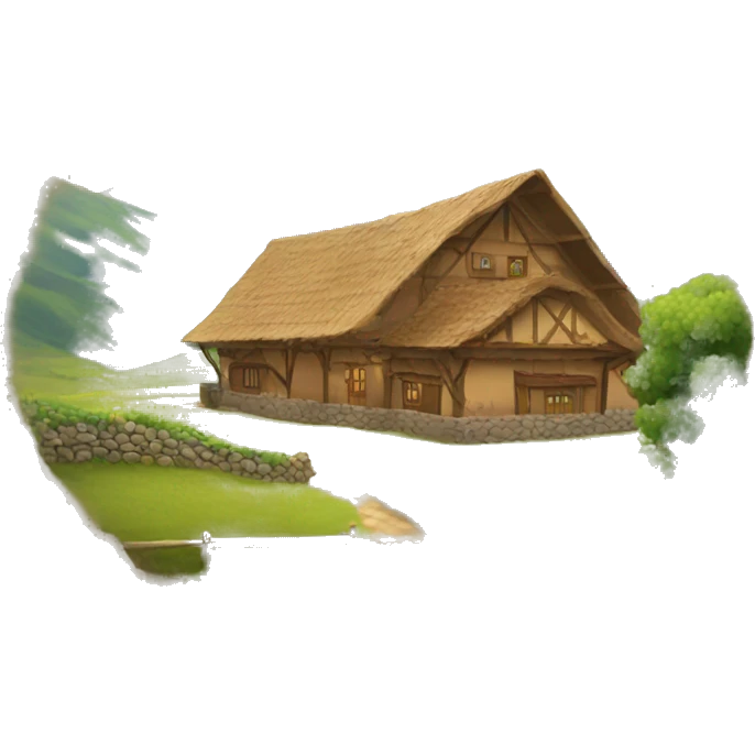 Beautiful valley with house  emoji