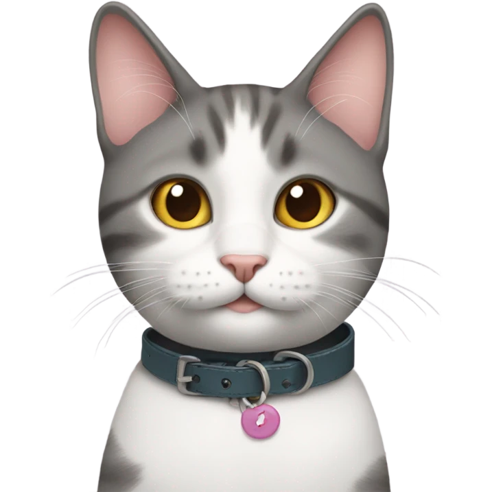 Cat wearing a collar with words  emoji