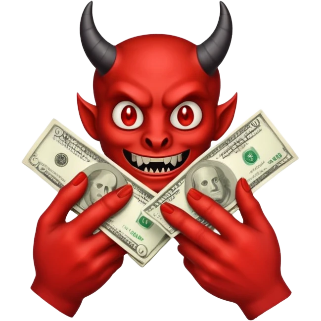 Devil hand with money emoji